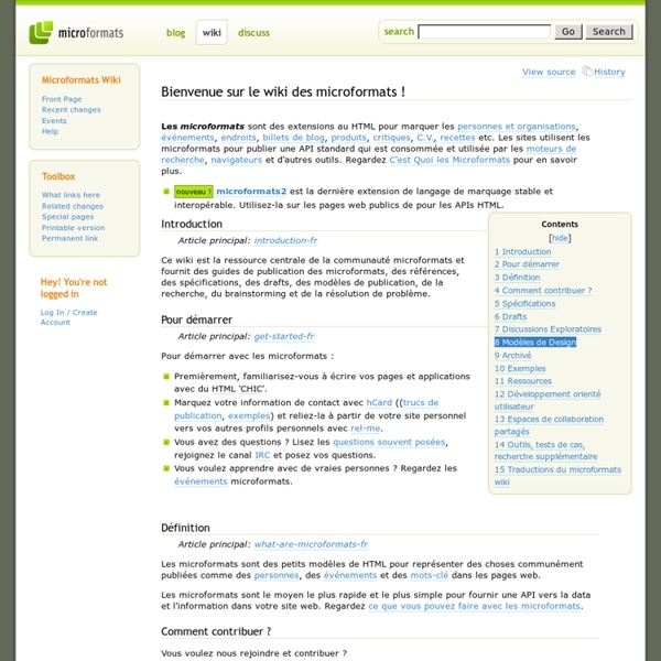 Main Page-fr &middot; Microformats Wiki