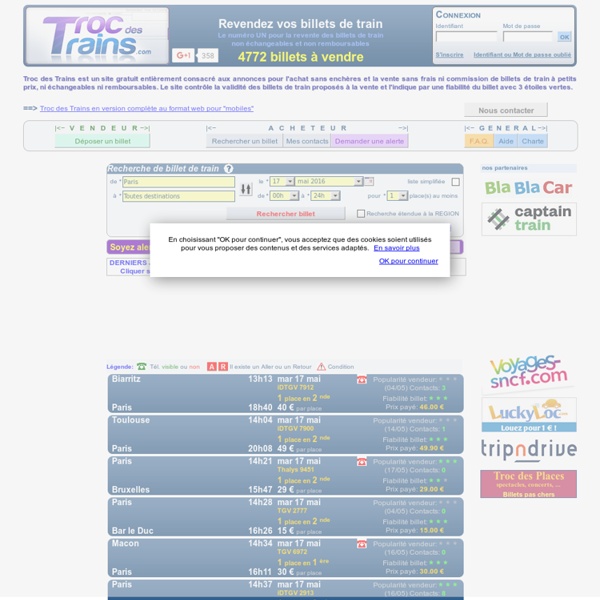 Billets de Train pas chers sur Troc des Trains: Bon plan pour billets de train à petits prix.