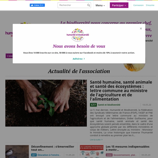 Humanite-Biodiversite.fr, le réseau social de l'association Humanité et Biodiversité pour la protection du vivant