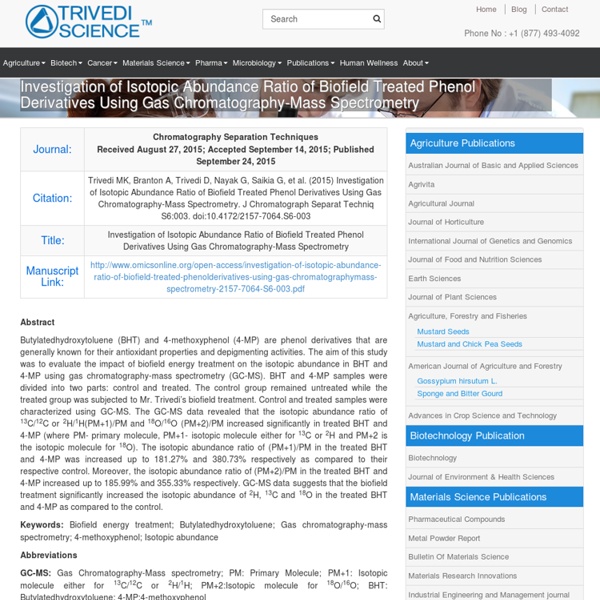 Analysis of Phenol Derivatives Isotopic Abundance in BHT & 4-MP