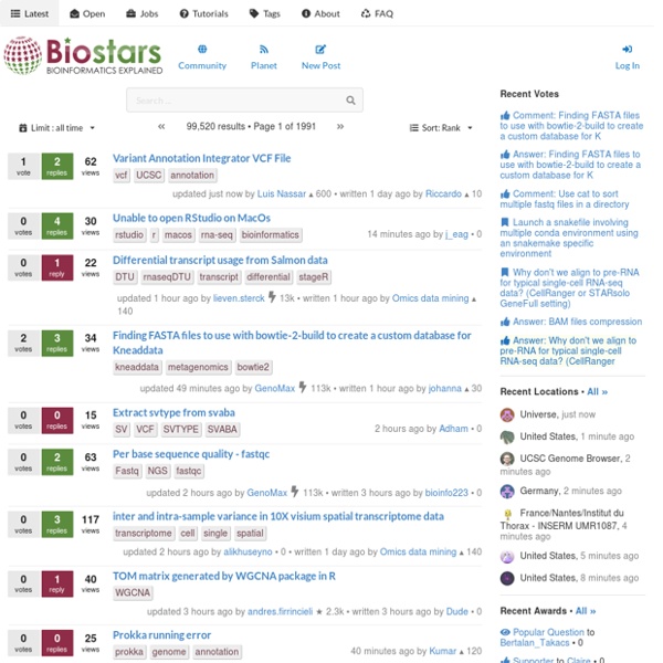 A question and answer site for bioinformatics