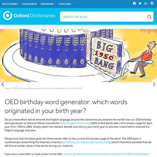 OED birthday word generator: which words originated in your birth year