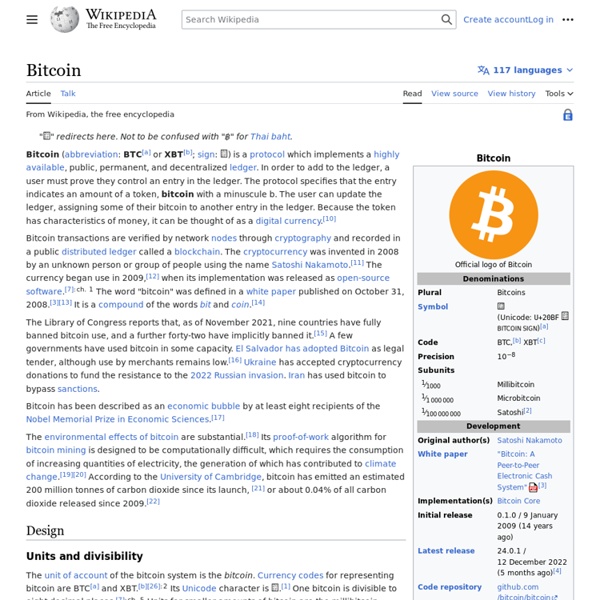 Wikipedia, Bitcoin