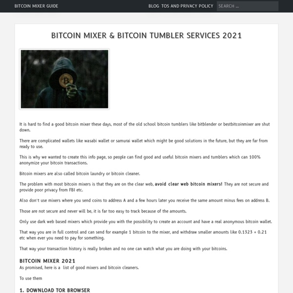 Bitcoin Mixer Guide How to tumble or mix bitcoins Pearltrees