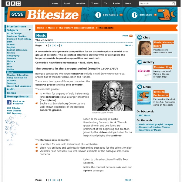 GCSE Bitesize: The concerto in the Baroque period (roughly 1600-1750)