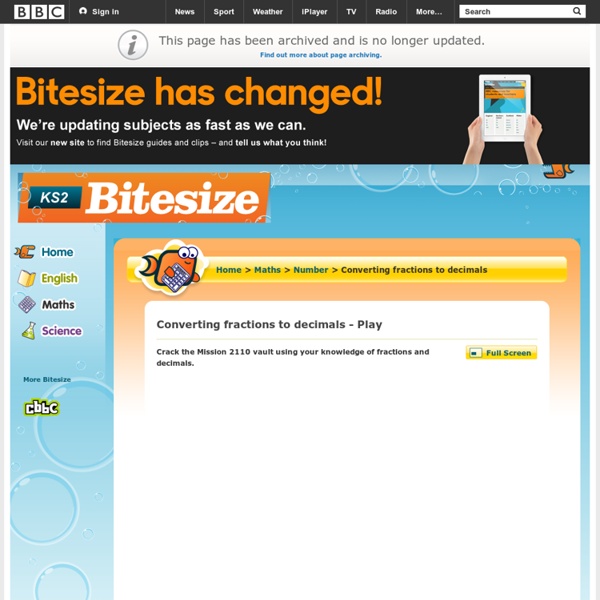 KS2 Bitesize Maths - Converting fractions to decimals : Play