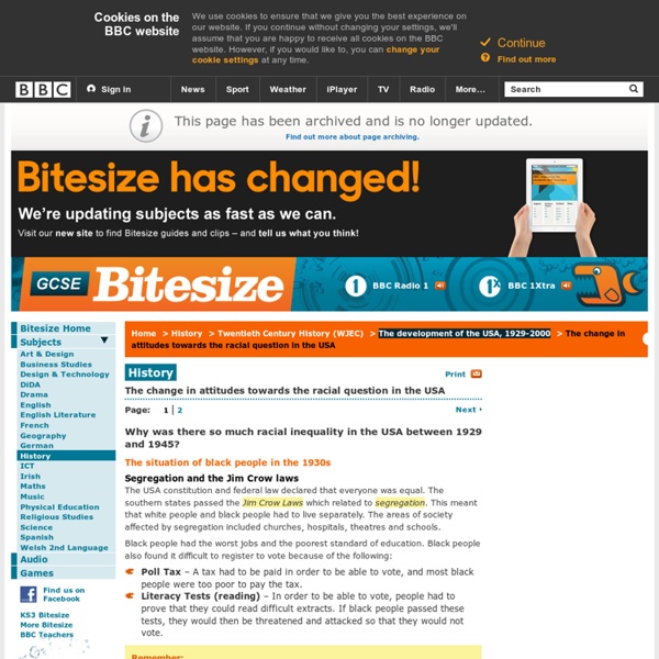 GCSE Bitesize: Why was there so much racial inequality in the USA between 1929 and 1945?