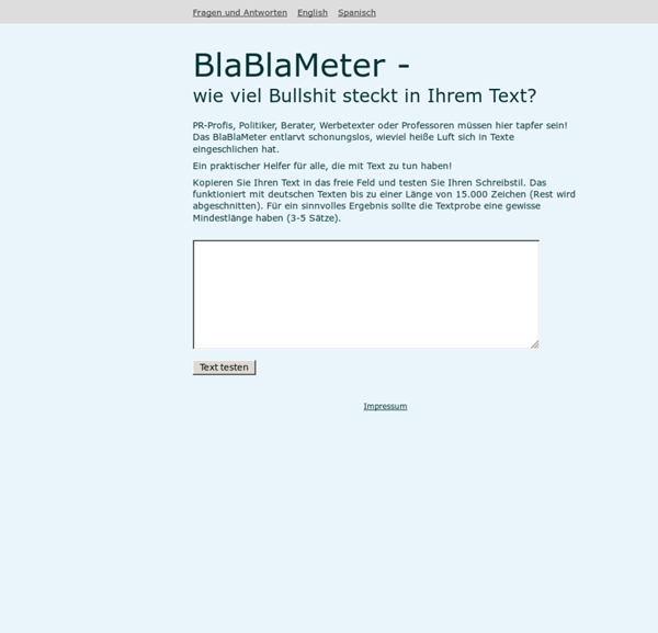 BlaBlaMeter - wie viel Bullshit steckt in Ihrem Text?