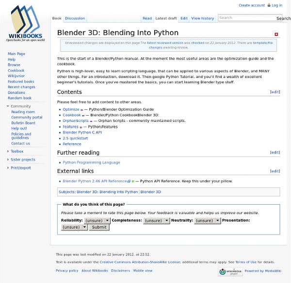 Blender 3D: Blending Into Python - Wikibooks, collection of open-content textbooks