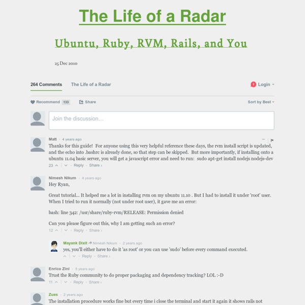 Blog of Ryan Bigg - Ubuntu, Ruby, RVM, Rails, and You