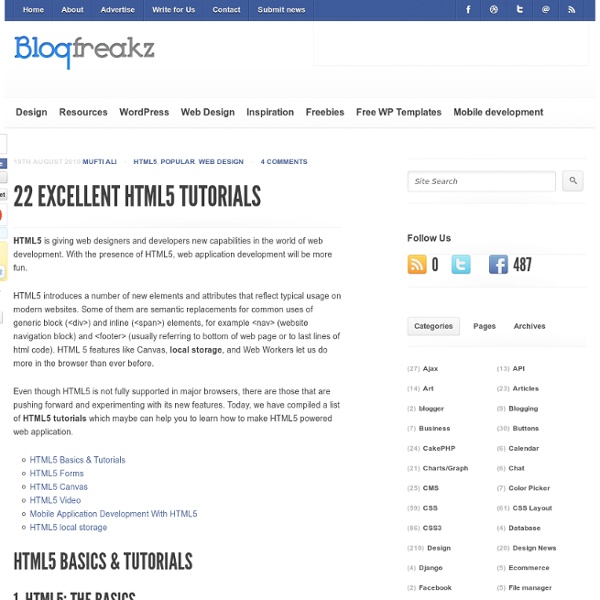 22 Excellent HTML5 Tutorials