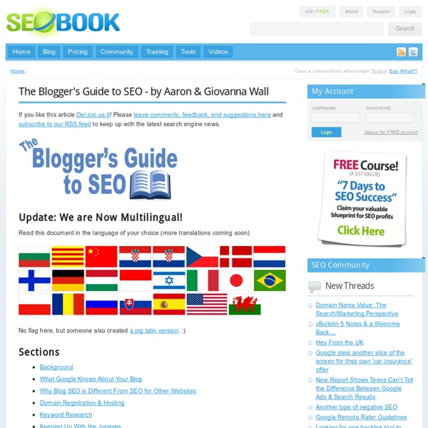 The Blogger&#039;s Guide to Search Engine Optimization - by Aaro