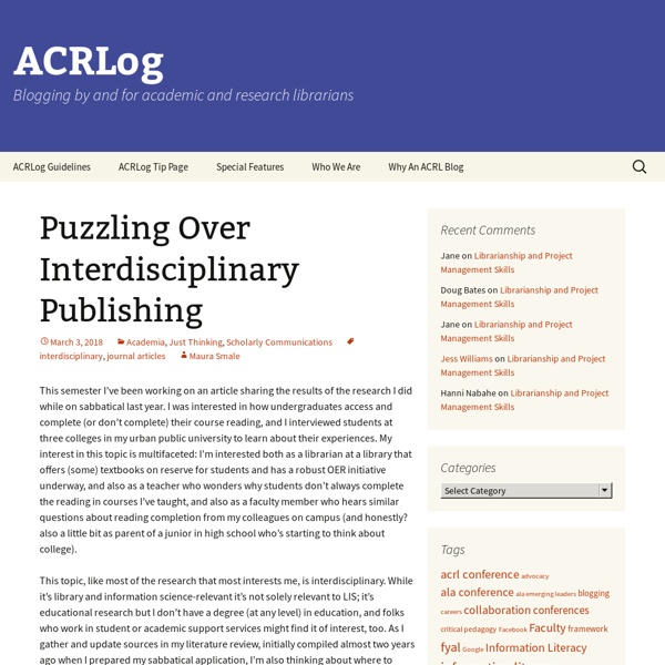 Blogging by and for academic and research librarians