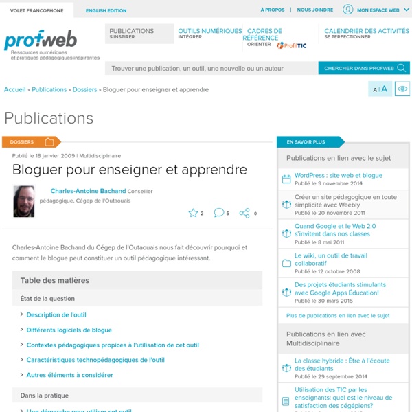 Bloguer pour enseigner et apprendre