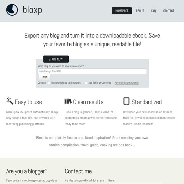 Bloxp, the blog to ebook exporter