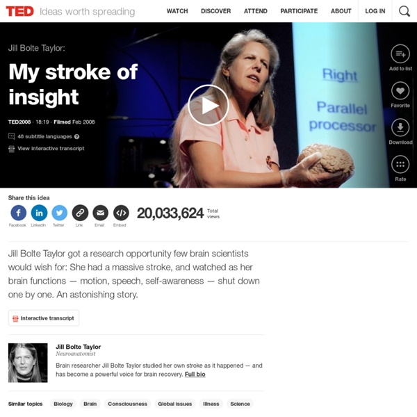 Jill Bolte Taylor: My stroke of insight