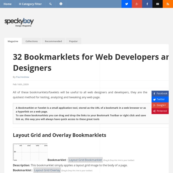 32 Bookmarklets for Web Developers and Designers