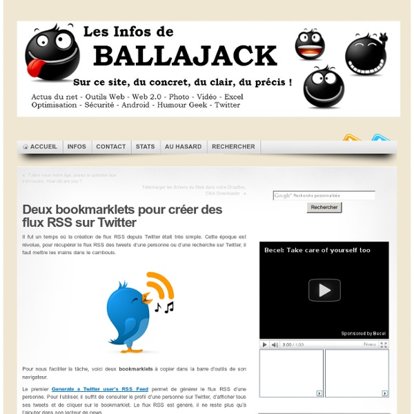 Deux bookmarklets pour créer des flux RSS sur Twitter