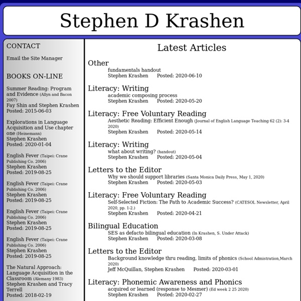 Books and Articles by Stephen D Krashen