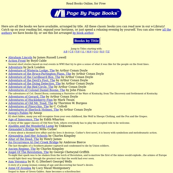 Books by Title: Page by Page Books. Read Free Books Online!
