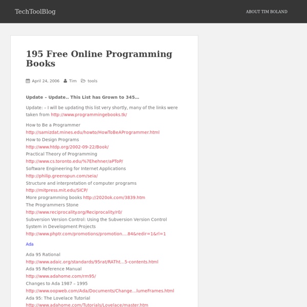 195 Free Online Programming BooksTechToolBlog