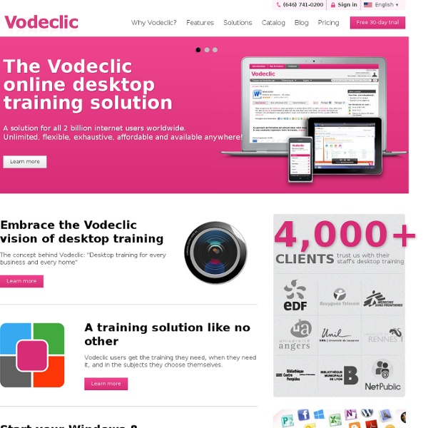 Formation en informatique, e-learning, cours et tuto - bureautique - professionnelle - particulier par Vodeclic