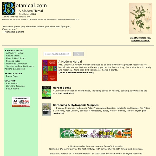 Botanical.com - Herbal Information, Gardening and Hydroponic Supplies