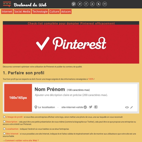 Check-list complète pour dompter Pinterest efficacement