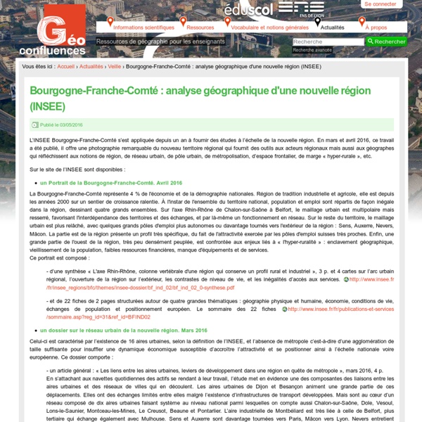 Bourgogne-Franche-Comté : analyse géographique d'une nouvelle région (INSEE)