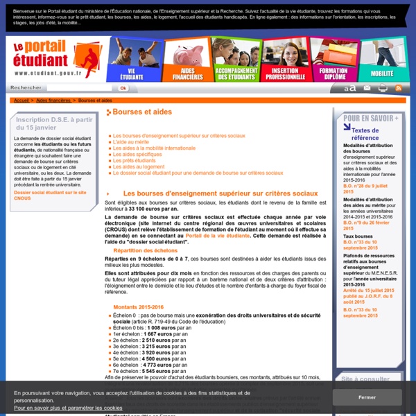 Bourses et aides - Portail Etudiant