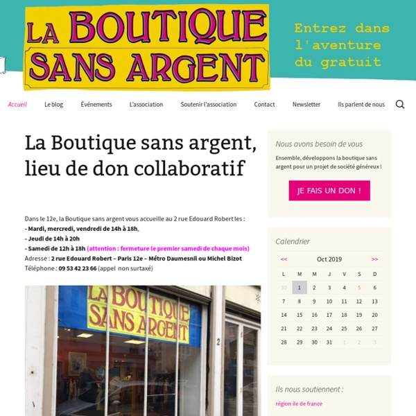 La boutique sans argent magasin gratuit Paris 12e