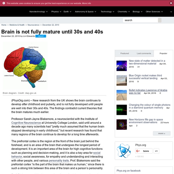 Brain is not fully mature until 30s and 40s