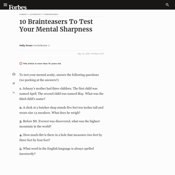 10 Brainteasers to Test Your Mental Sharpness