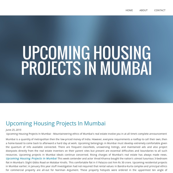 Upcoming Housing Projects In Mumbai