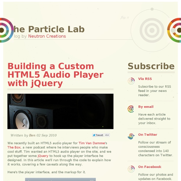 Building a Custom HTML5 Audio Player with jQuery « Neutron Creations