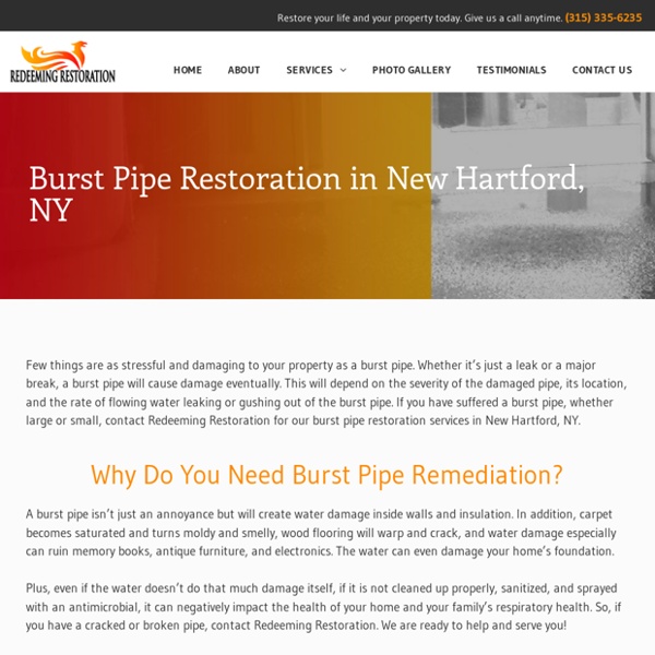 Burst Pipe Remediation in New Hartford, NY