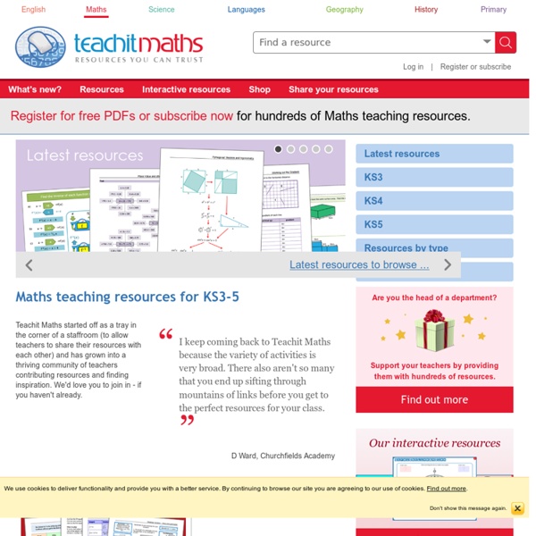Teachit Maths - an online library bursting with secondary Maths teaching resources