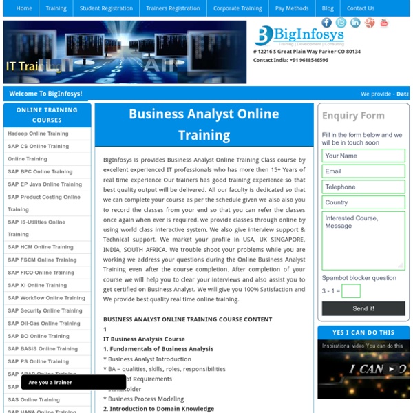 Business Analysis Online Training in USA Singapore Best Business Analyst Online Training