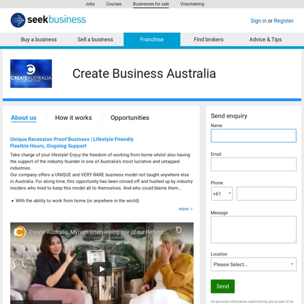 Create Business Australia Franchises for sale