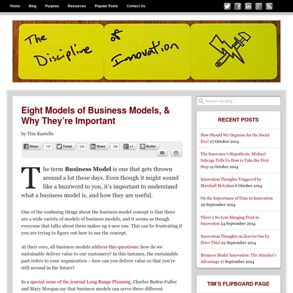 Eight Models of Business Models, & Why They're Important