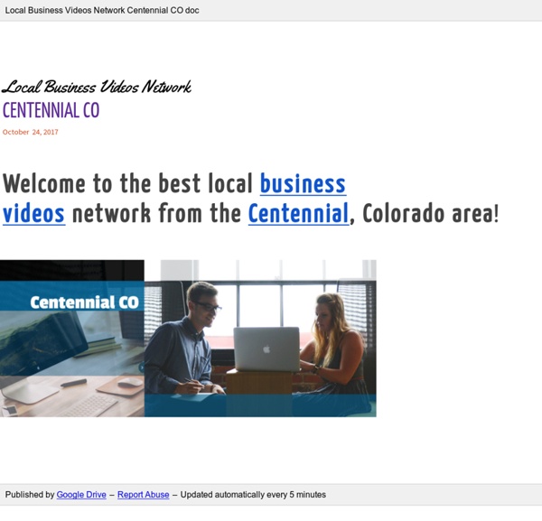 Centennial Colorado Local Business Video Networks Google Docs
