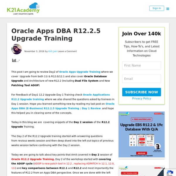 Oracle Apps DBA (E-Business) R12.2.5 Upgrade Training : Day 2 Review