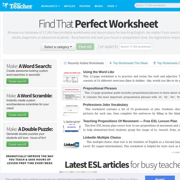 Busy Teachers English Worksheets