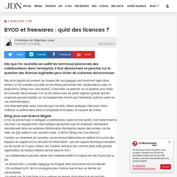 BYOD et freewares : quid des licences ?