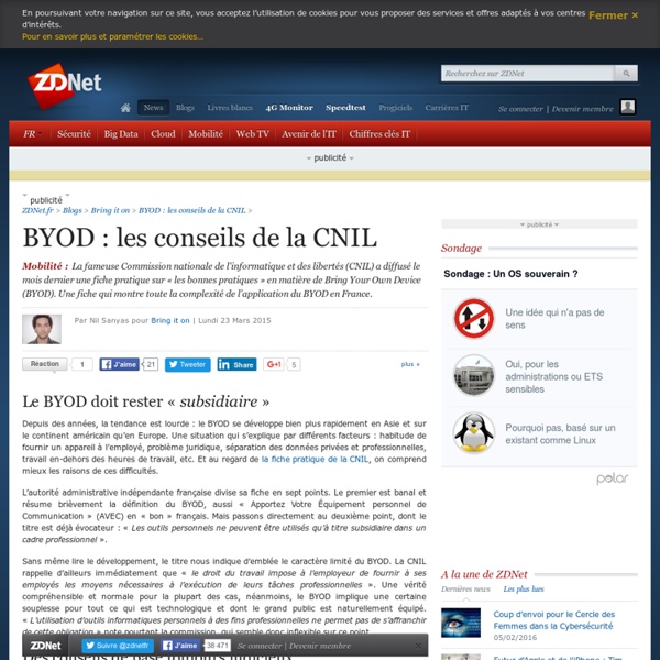 BYOD : les conseils de la CNIL
