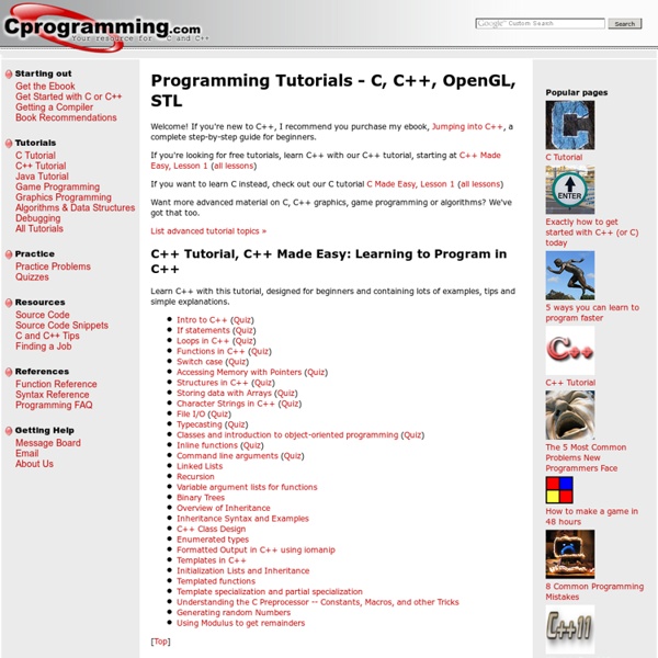 Programming Tutorials: C++ Made Easy and C Made Easy