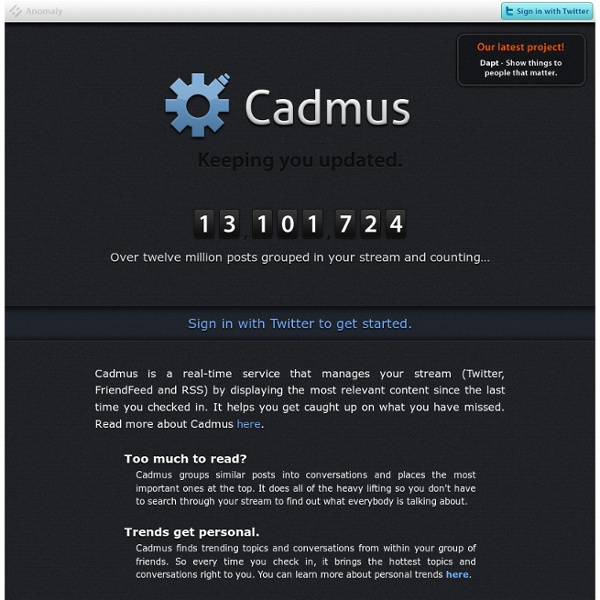 Cadmus - Updates since you last checked in