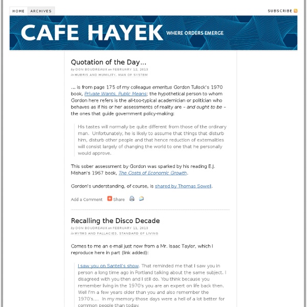 Cafe Hayek — where orders emerge