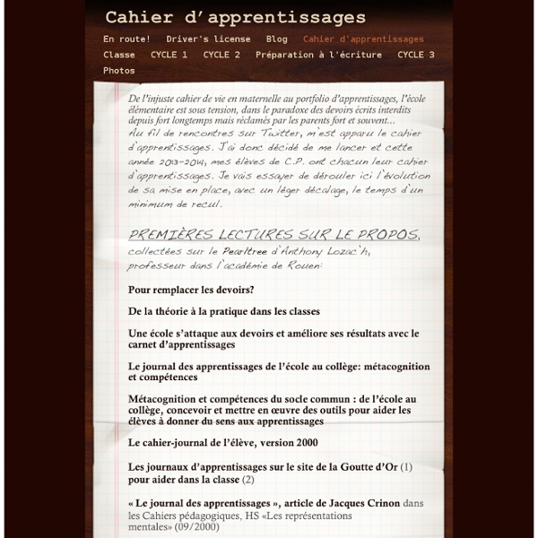 Cahier d’apprentissages