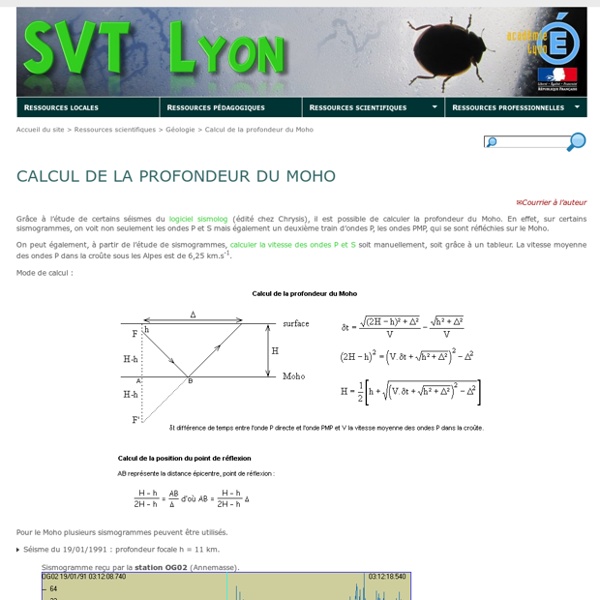 Calcul de la profondeur du Moho - SVT Lyon